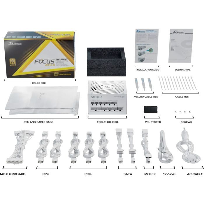 Блок питания Seasonic 1000W FOCUSGX-1000-ATX31-WH (FOCUS-GX-1000-ATX31-WHITE) изображение 10