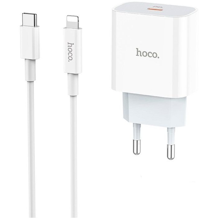Зарядний пристрій HOCO C76A Plus Speed Source USB-C PD20W + cable USB-C to Lightning White (6931474746924)
