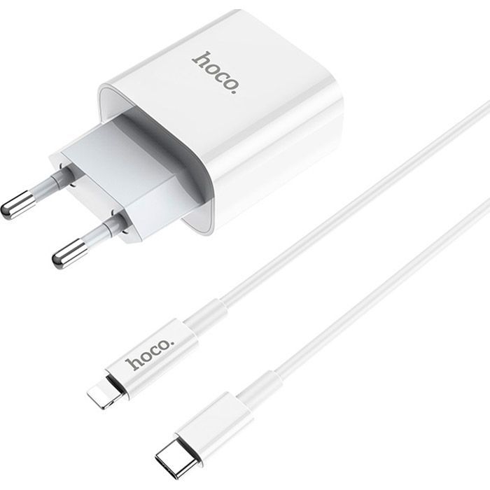 Зарядний пристрій HOCO C76A Plus Speed Source USB-C PD20W + cable USB-C to Lightning White (6931474746924) зображення 2