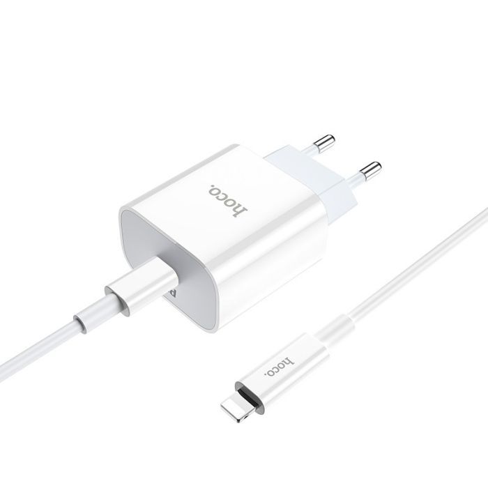 Зарядний пристрій HOCO C76A Plus Speed Source USB-C PD20W + cable USB-C to Lightning White (6931474746924) зображення 3