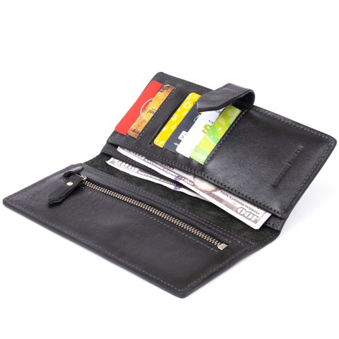 Гаманець Grande Pelle Anet на кнопці Чорний (11324) зображення 5