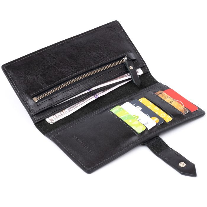 Гаманець Grande Pelle Anet на кнопці Чорний (11324) зображення 7