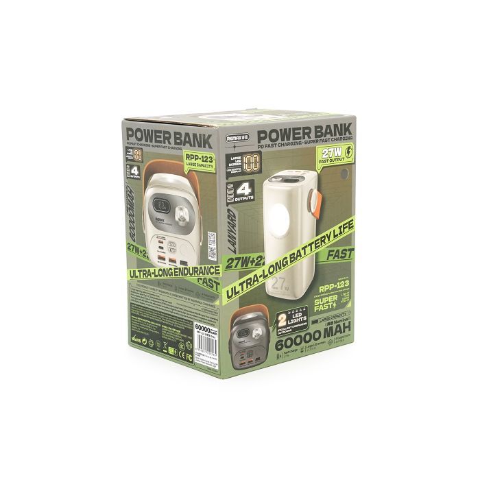 Батарея универсальная Remax 60000mAh, PD, QC/27W+22.5W, Gray (RPP-123) изображение 4