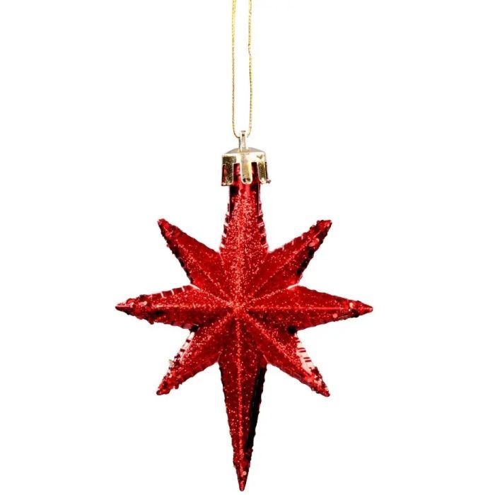 Ялинкова іграшка Chomik Зірки, 9 см, пластикові 4 шт, червоні (5901292631147_3) зображення 2