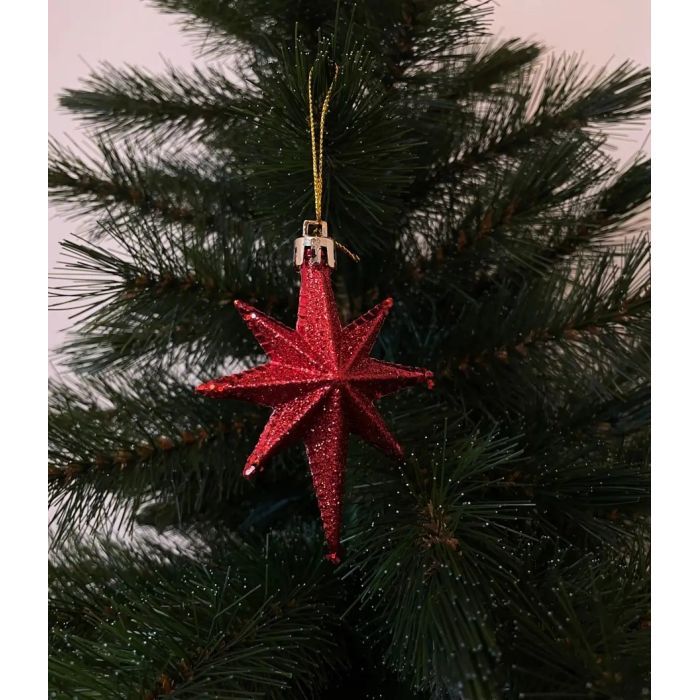 Ялинкова іграшка Chomik Зірки, 9 см, пластикові 4 шт, червоні (5901292631147_3) зображення 3