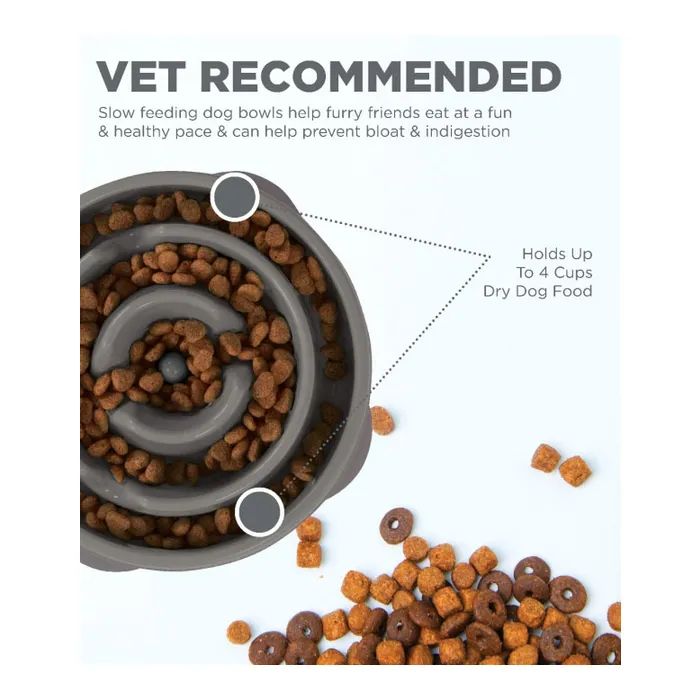 Посуд для собак Outward Hound Миска-лабіринт Fun Feeder Дроп середня сіра (0700603698917) зображення 2