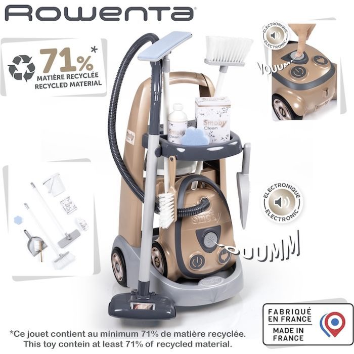 Ігровий набір Smoby Вiзок для прибирания Ровента з пилососом (7600330325) зображення 4