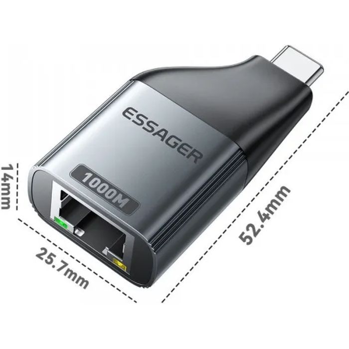 Переходник USB-C to RJ45 1000Mbps Essager (EZJRJK-MJ0G-P) изображение 6