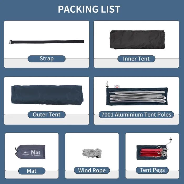 Палатка Naturehike надлегкий тримісний з футпринтом Cloud Up 3 UL NH18T030-T-T, 20D, темно-синій (6927595783290) изображение 6