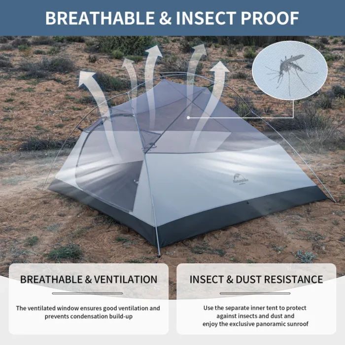 Палатка Naturehike надлегкий тримісний з футпринтом Cloud Up 3 UL NH18T030-T-T, 20D, темно-синій (6927595783290) изображение 8