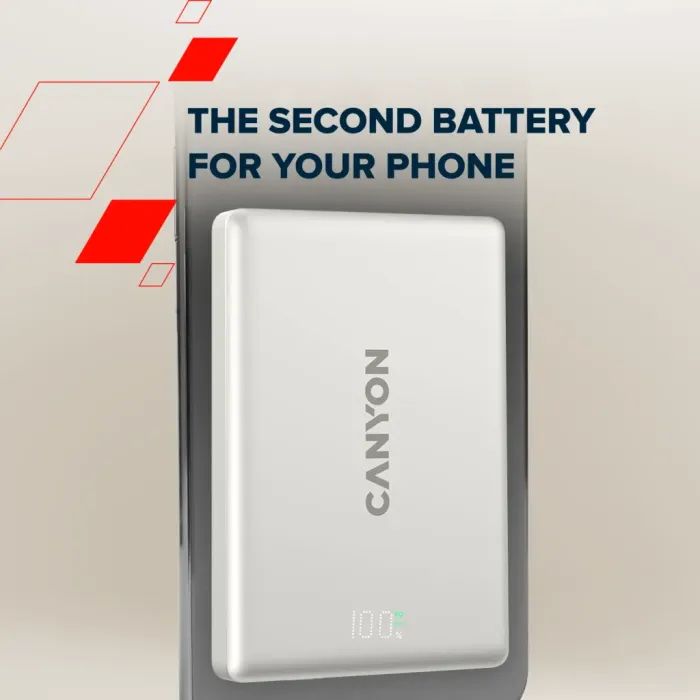 Батарея универсальная Canyon 5000mAh OnPower 500 PD20W Magnetic wireless MagSafe Grey (CNS-CPB500G) изображение 10