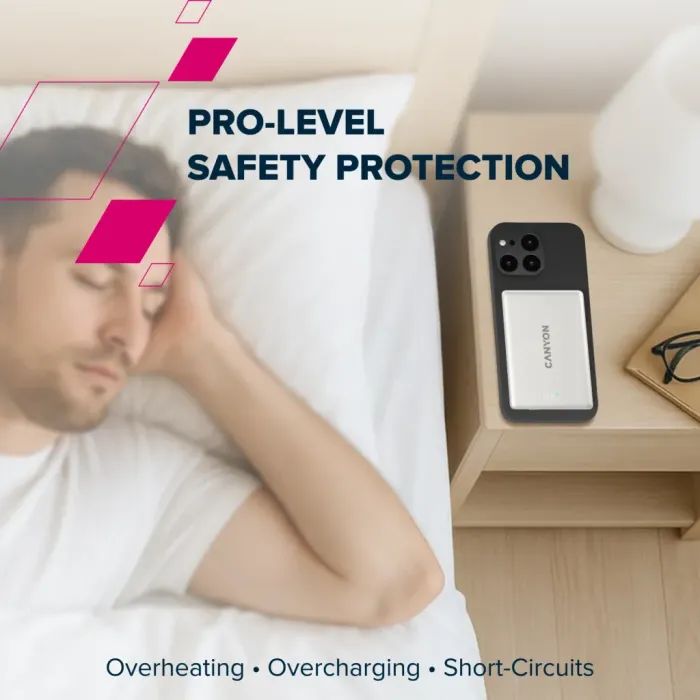 Батарея универсальная Canyon 5000mAh OnPower 500 PD20W Magnetic wireless MagSafe Grey (CNS-CPB500G) изображение 9