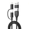 Дата кабель USB-C + USB-A to Lightning + Micro 5P + USB-C 1.0m 2.4-3A black Grand-X (PX-41B) изображение 2