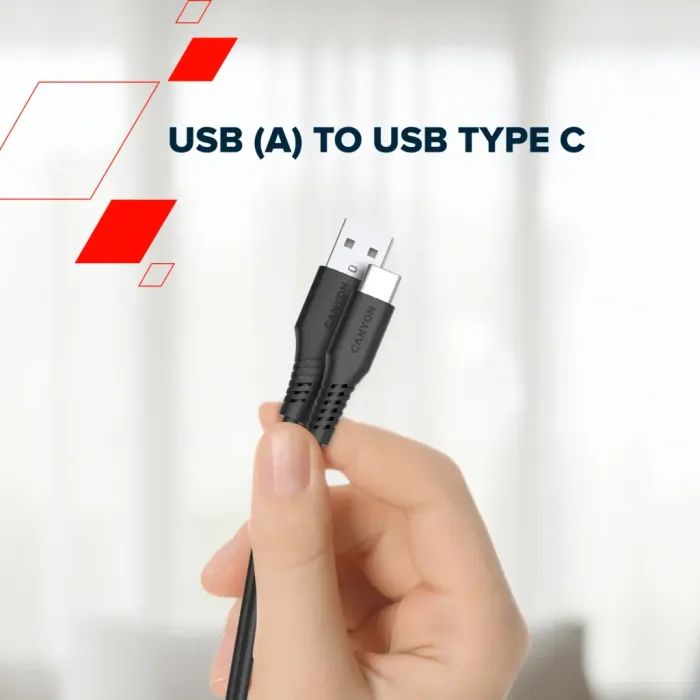 Дата кабель USB 2.0 AM to USB-C 2.0m 18W TPE black Canyon (CNS-AC18SC20B) изображение 4