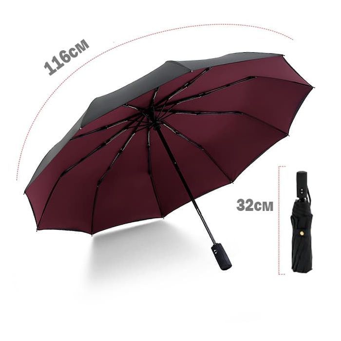 Зонт Krago з подвійним куполом бордо (umb-4-002) изображение 8