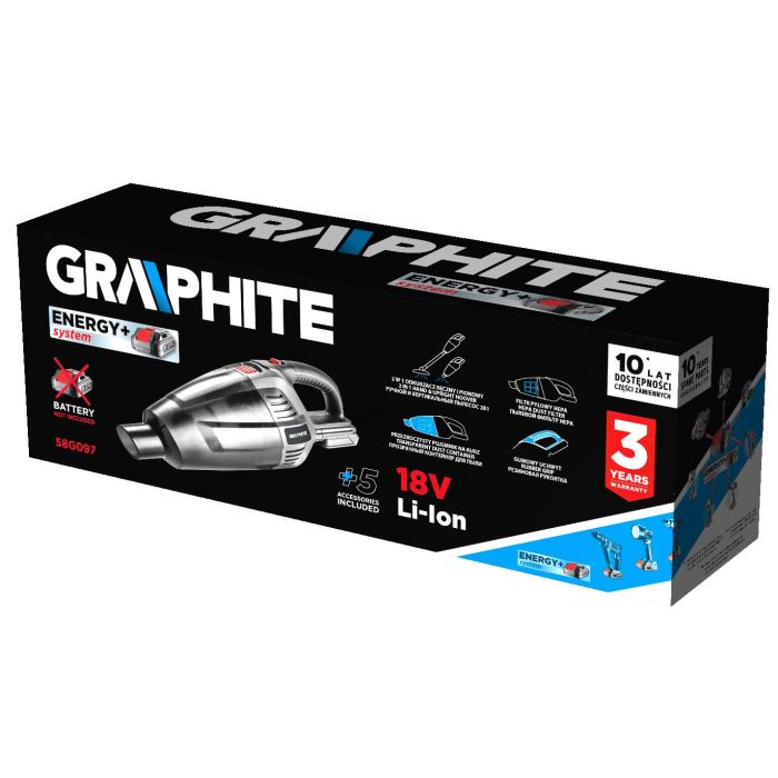 Пилосос будівельний Graphite Energy+ (58G097) зображення 10