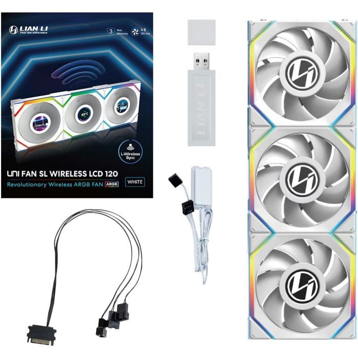Кулер для корпуса Lian Li UNI Fan SL WIRELESS LCD 120-3, White (G99.12SLLCD1W3W.00) изображение 12