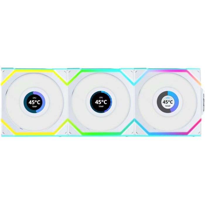 Кулер для корпуса Lian Li UNI Fan SL WIRELESS LCD 120-3, White (G99.12SLLCD1W3W.00)