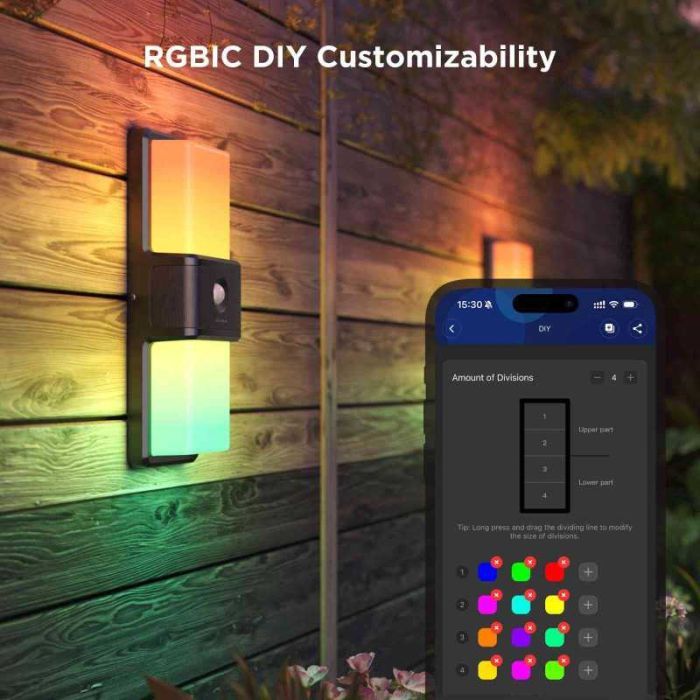 Светильник Govee H7078 Smart Outdoor Wall light, RGBICWW, IP65, WI-FI/Bluetooth, білий (H7078CD1) изображение 8