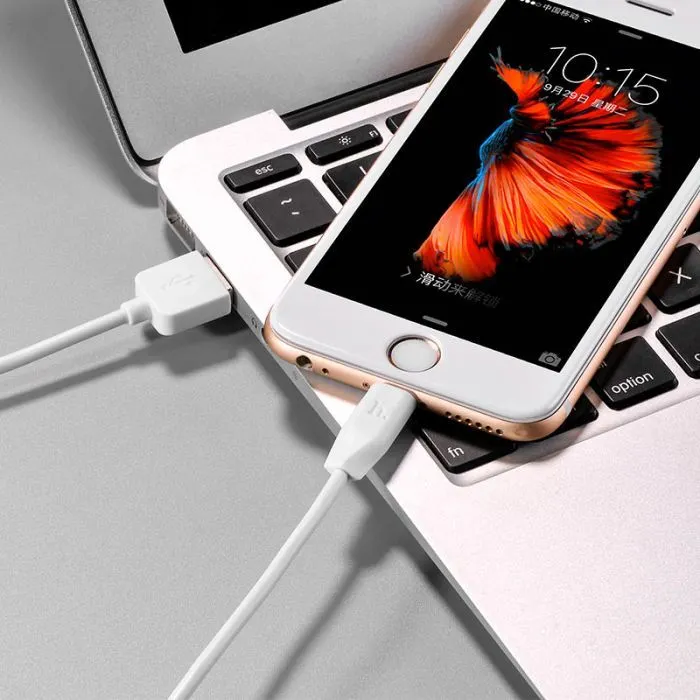 Дата кабель USB 2.0 AM to Lightning 2.0m 2.4A X1 white HOCO (6957531032014) изображение 5