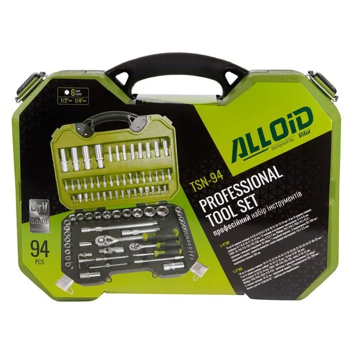 Набор инструментов Alloid 1/2" и 1/4", 6-гранный, 94 предмета (TSN-94) изображение 4