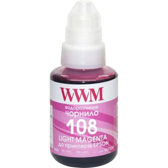 Чернила WWM Epson L8050/L18050 140г Light Magenta KeyLock (E108LM)