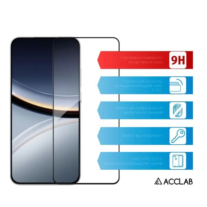 Скло захисне ACCLAB Full Glue ESD Xiaomi POCO F7 Black (1283126623974) зображення 3