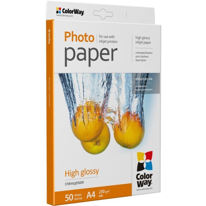 Фотобумага ColorWay A4 230г Glossy 50c (PG230050A4) изображение 2