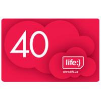 Картка поповнення рахунку Life:) 40 (4820158950288/7290010375592)