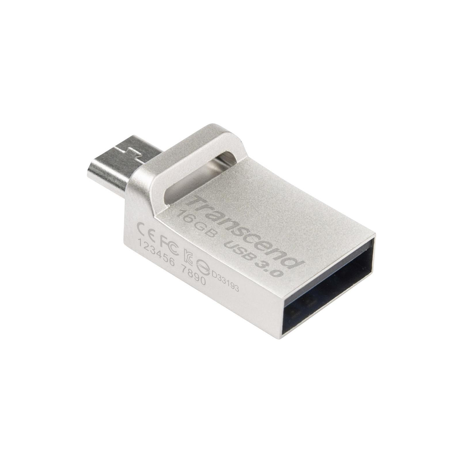USB флеш накопичувач Transcend 16GB JetFlash OTG 880 Metal Silver USB 3.0 (TS16GJF880S) зображення 3