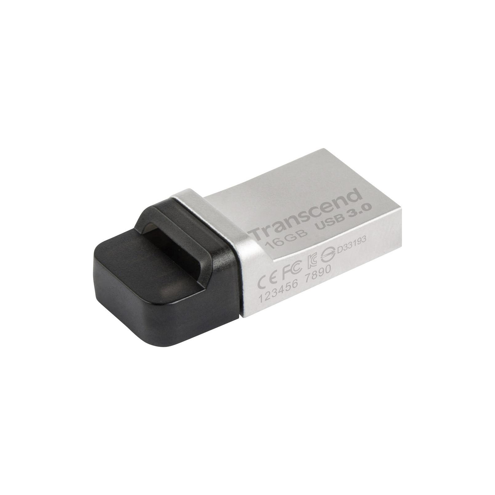 USB флеш накопичувач Transcend 16GB JetFlash OTG 880 Metal Silver USB 3.0 (TS16GJF880S)