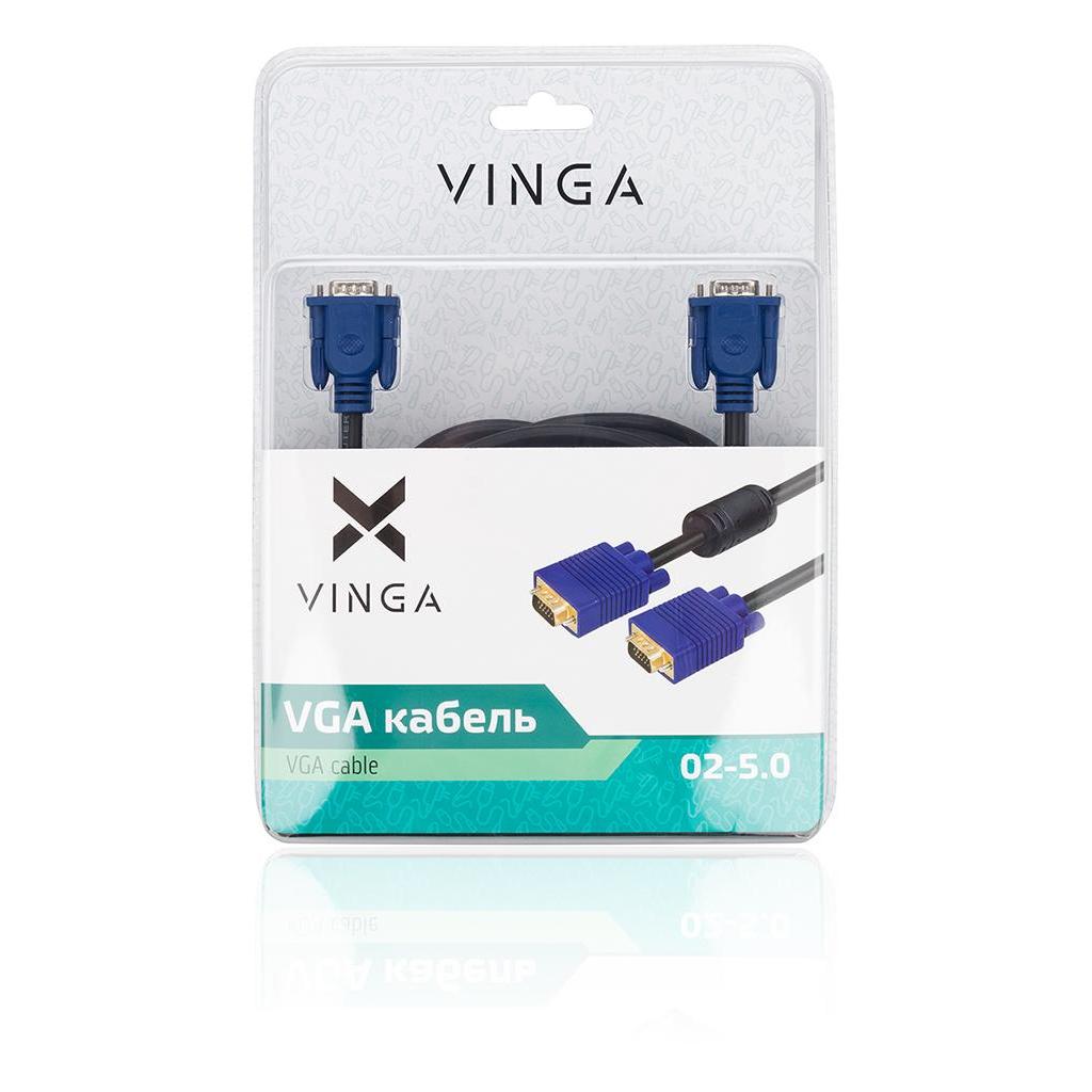 Кабель мультимедійний VGA 5.0m Vinga (VGA02-5.0) зображення 3