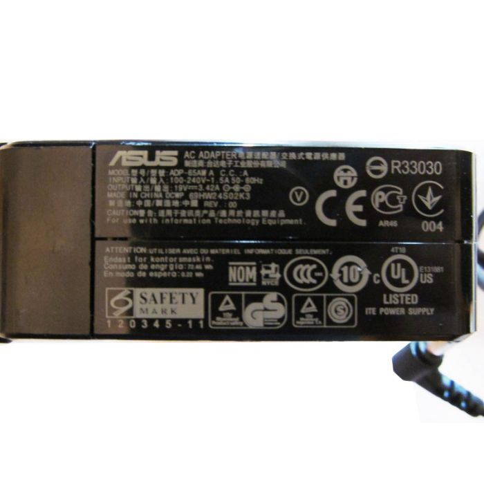 Блок питания к ноутбуку ASUS 65W 19V, 3.42A, разъем 5.5/2.5, квадратный (ADP-65AW A / A40139) изображение 2