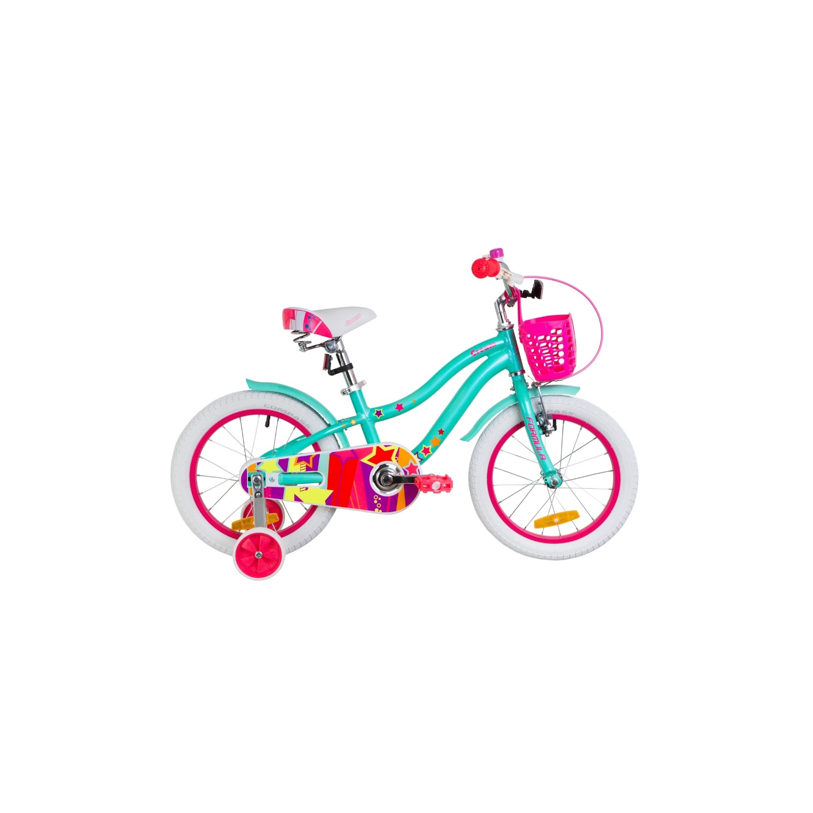 Детский велосипед Formula 16" CREAM рама-9" 2019 бирюзовый с корзиной (OPS-FRK-16-087)