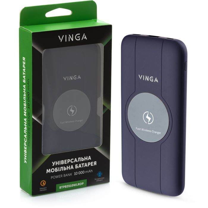 Батарея универсальная Vinga 10000 mAh Wireless QC3.0 PD soft touch purple (BTPB3510WLROP) изображение 7