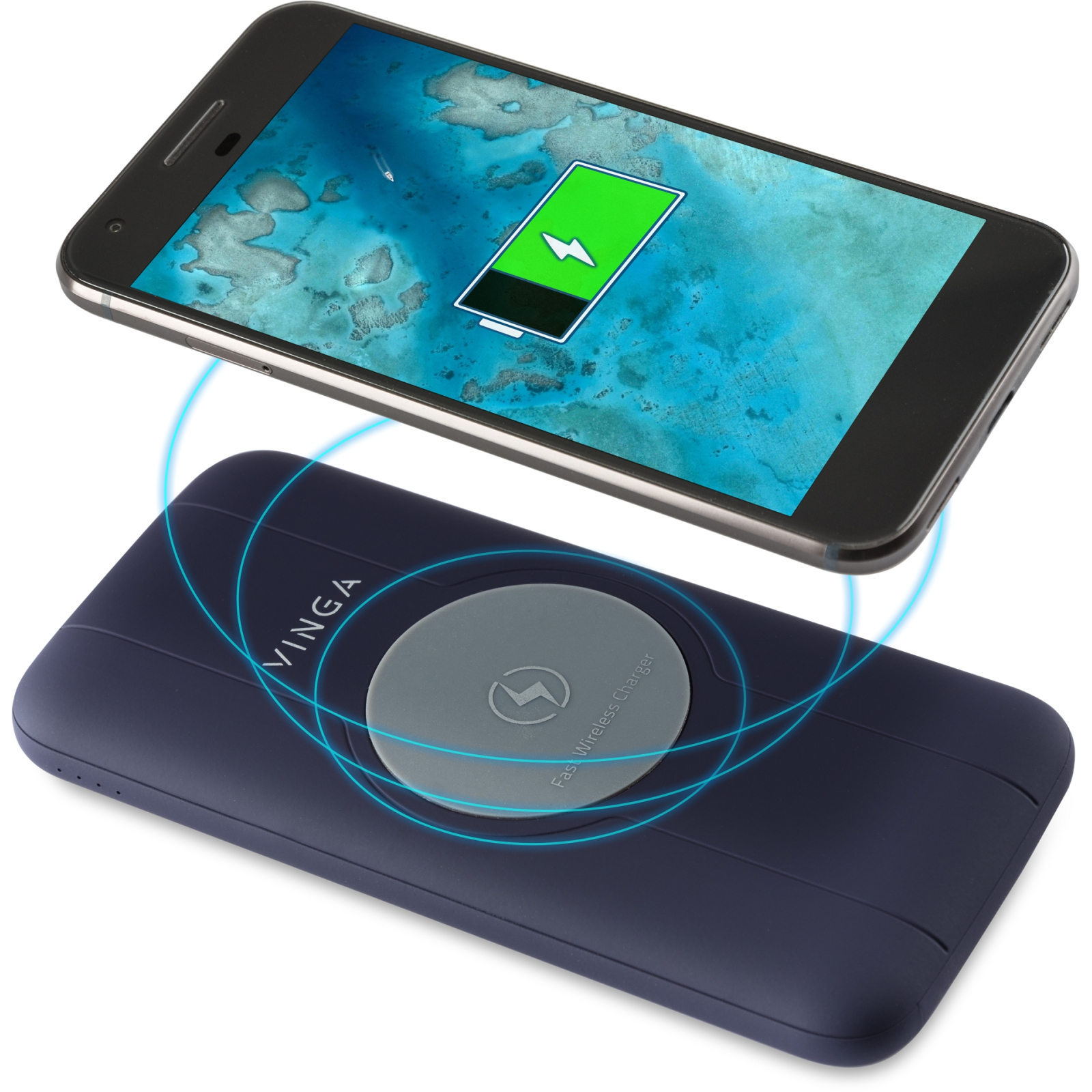 Батарея универсальная Vinga 10000 mAh Wireless QC3.0 PD soft touch blue (BTPB3510WLROBL) изображение 8