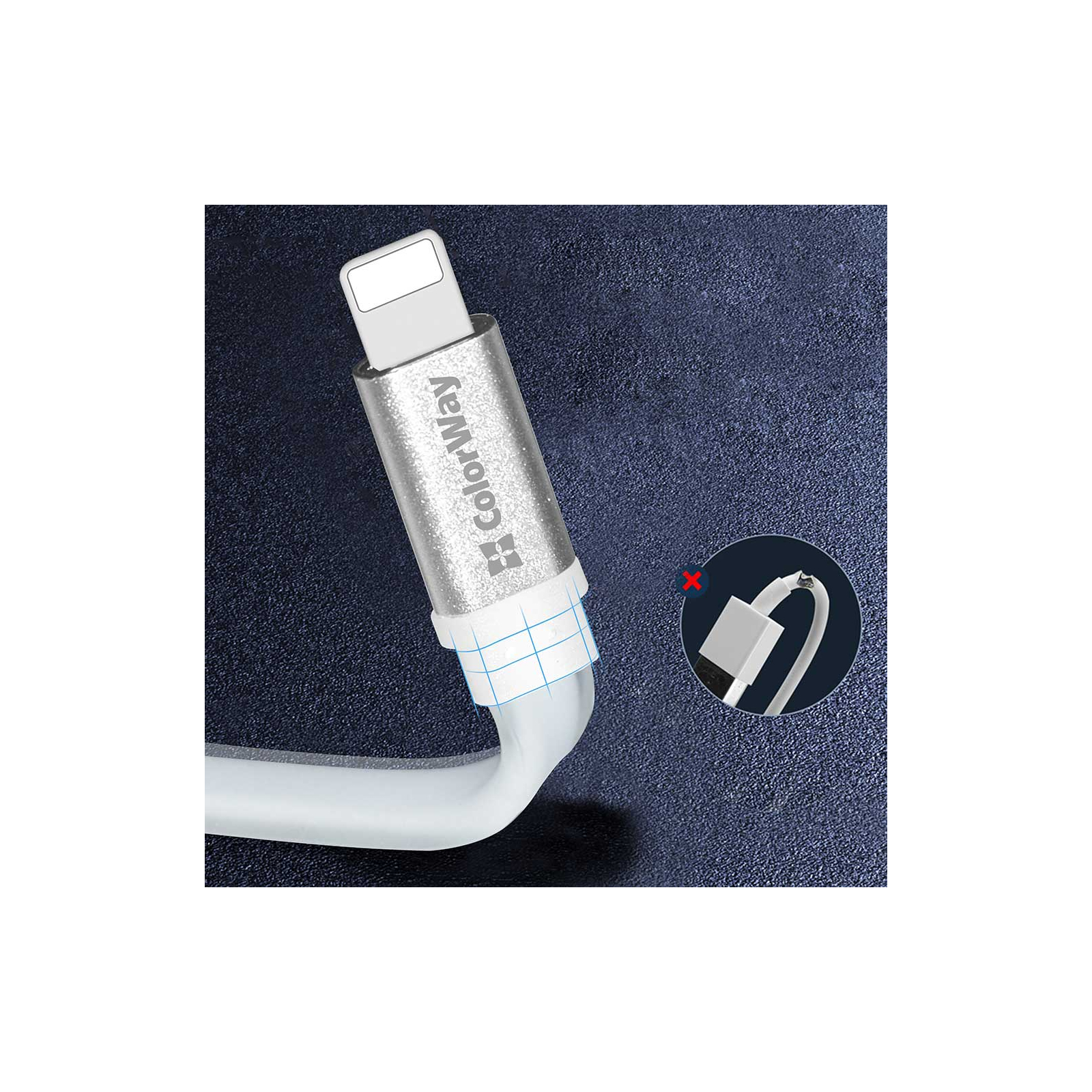Дата кабель USB 2.0 AM to Lightning 0.25m white ColorWay (CW-CBUM-LM25W) зображення 5