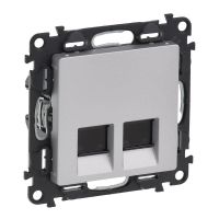 Компьютерная розетка LEGRAND двойная RJ45 Кат.5е UTP Алюминий , Valena LIFE (753641)