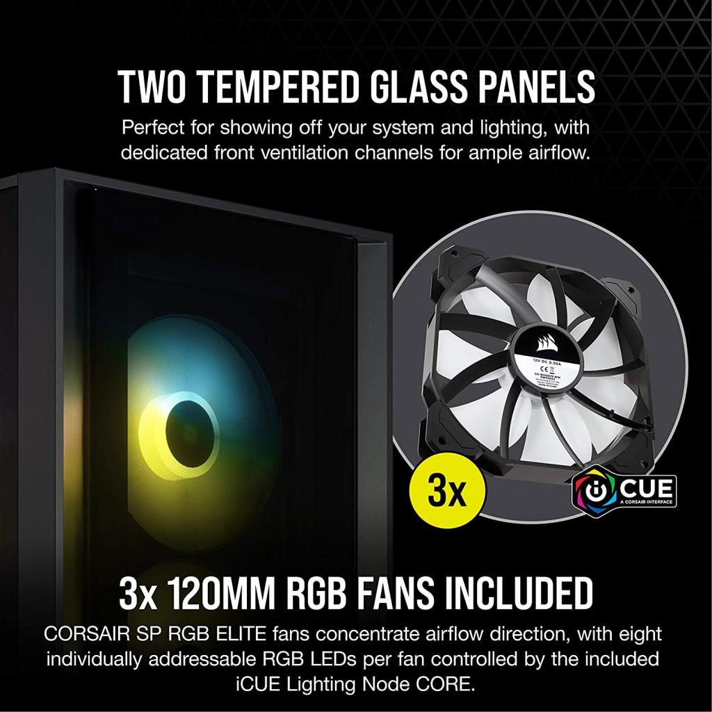 Корпус Corsair iCUE 4000X RGB Tempered Glass Black (CC-9011204-WW) зображення 9