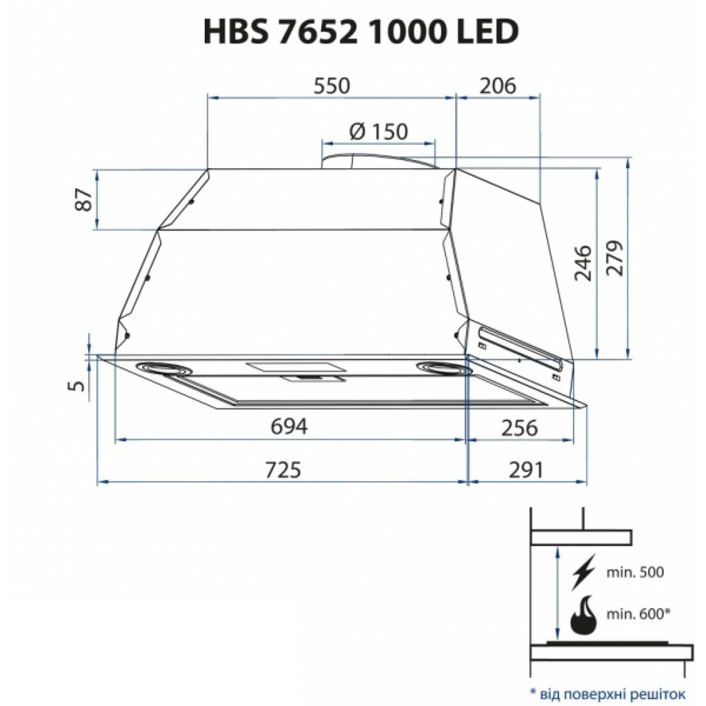 Вытяжка кухонная Minola HBS 7652 I 1000 LED изображение 9