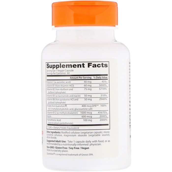 Витамин Doctor's Best B-Комплекс, Fully Active B Complex,  60 гелевых капсул (DRB-00501) изображение 2