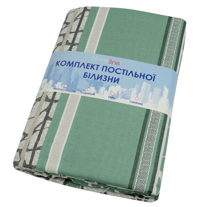 Постельное белье Home Line Мрамор зеленый 70х70 см бязь полуторный (156313) изображение 2