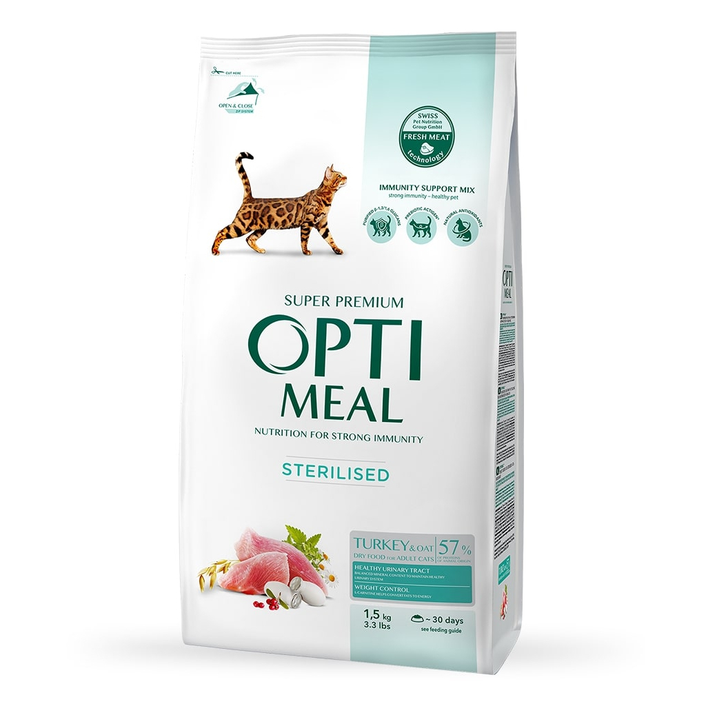 Сухой корм для кошек Optimeal для стерилизованных/кастрированных индейка и овес 4 кг (B1840601)