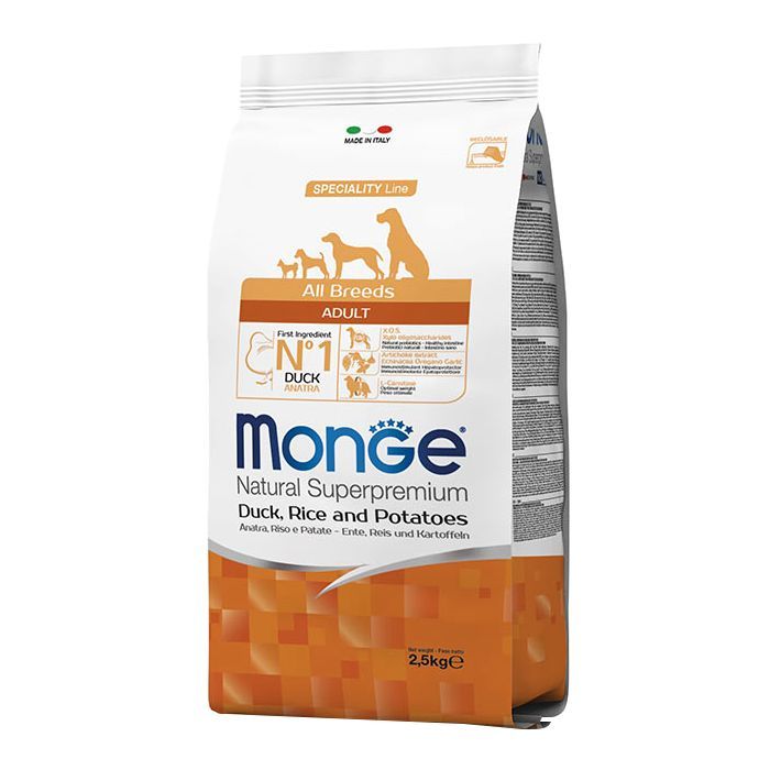 Сухий корм для собак Monge Dog All breeds Adult Duck&Rice зі смаком качки та рису 2.5 к (8009470011129)