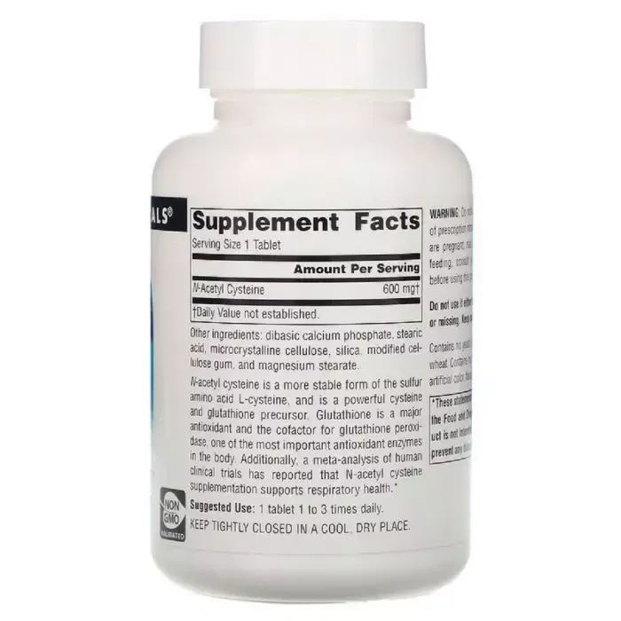 Амінокислота Source Naturals NAC (N-Ацетил-L-Цистеїн), 600 мг, N-Acetyl Cysteine, 30 таблеток (SN0849) зображення 2