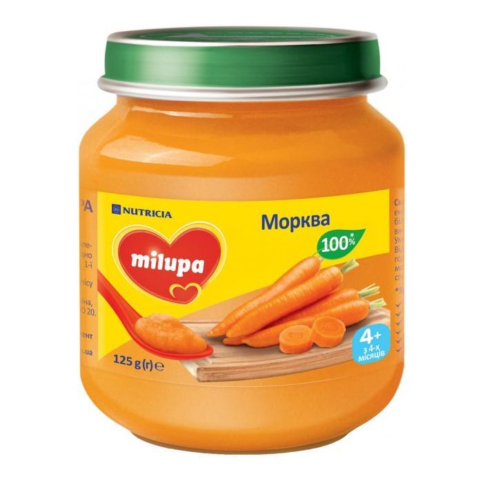 Детское пюре Milupa Морковь для детей от 4 месяцев 125 г (5900852041631)