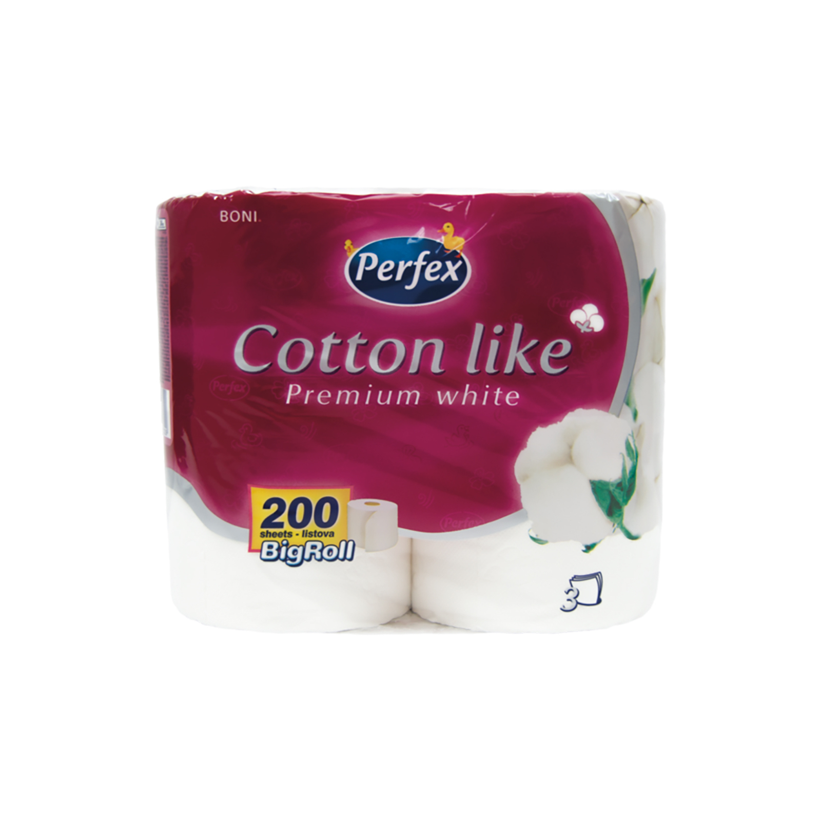 Туалетний папір Perfex Cotton Like Premium White 3 шари 4 рулони (8606102287329)