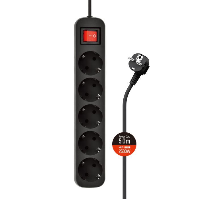 ᐈ Купити мережевий фільтр живлення ColorWay CW-PSEA55BK, 5