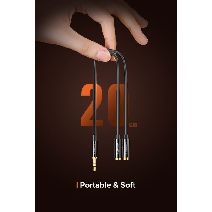 Кабель мультимедійний 3.5mm to TRSx2 M/F 0.25m Ugreen (10739) зображення 5