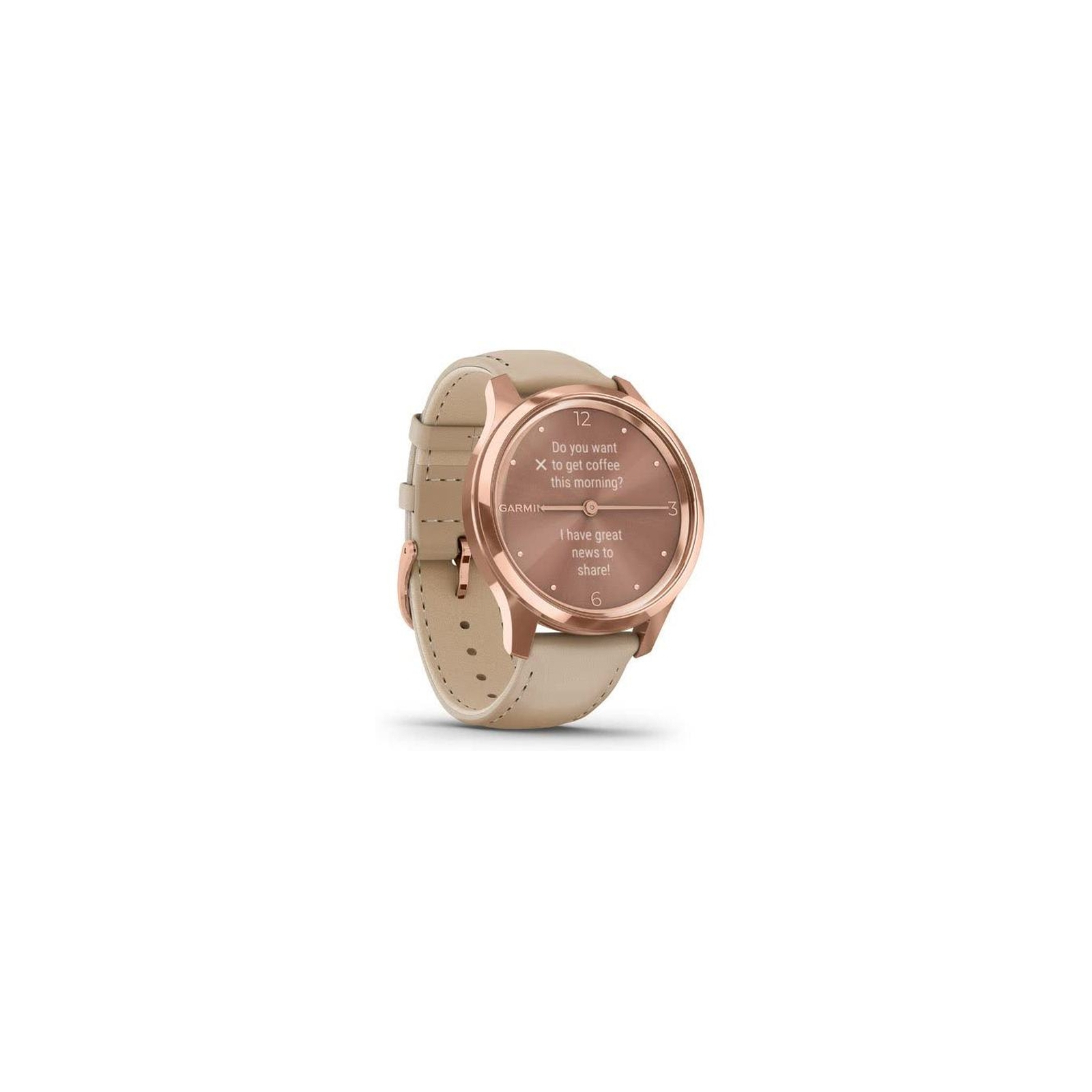 Смарт-часы Garmin vivomove Luxe, RoseGold, Light Sand, Leather (010-02241-21) изображение 3